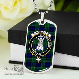 Scottish MacCallum Clan Tartan Dog Tag Necklace - Crest Classic Scottish Plaid Tartan Plaid