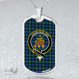 ScottishPlaid MacKenzie Hunting; Green Modern Clan Tartan Dog Tag Necklace - Crest Classic Scottish Plaid Tartan Plaid