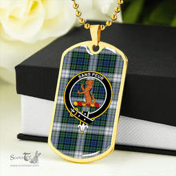 ScottishPlaid Sutherland Dress Modern Clan Tartan Dog Tag Necklace - Crest Classic Scottish Plaid Tartan Plaid