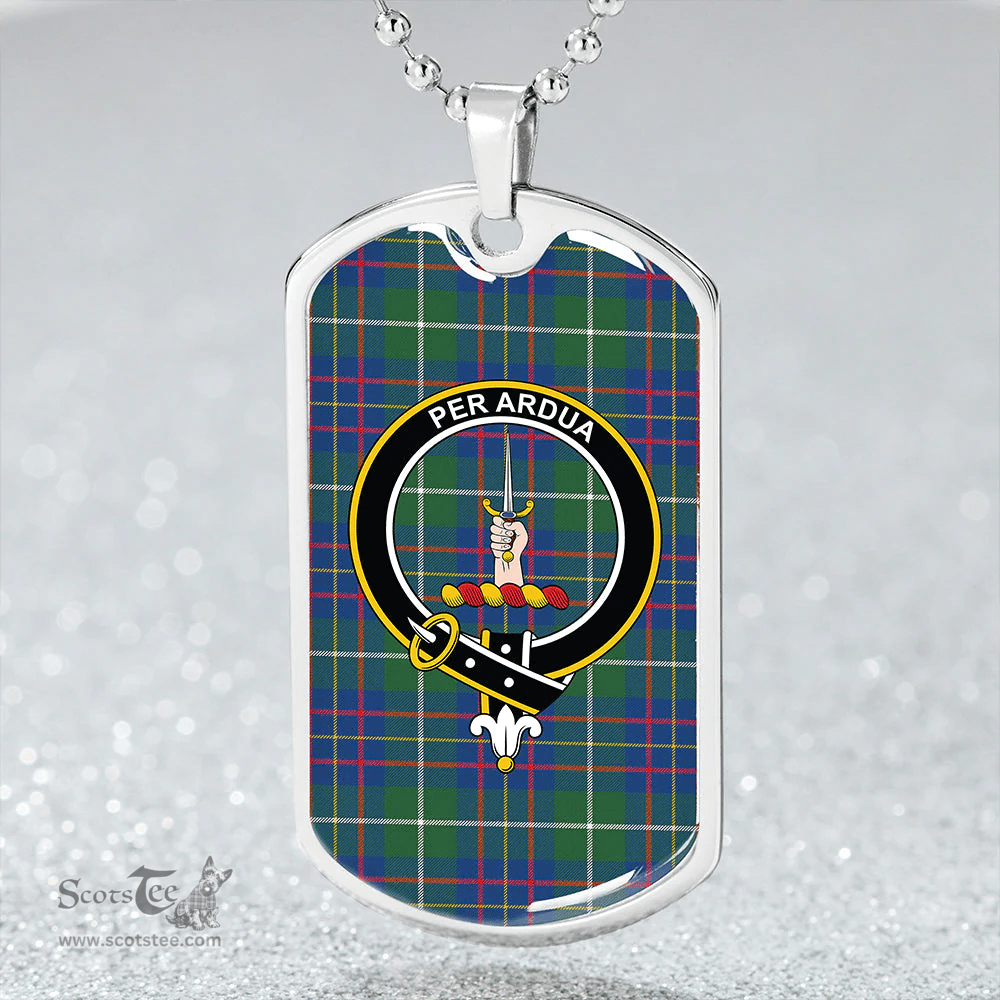ScottishPlaid MacIntyre #3 Modern Clan Tartan Dog Tag Necklace - Crest Classic Scottish Plaid Tartan Plaid