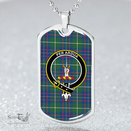 ScottishPlaid MacIntyre #3 Modern Clan Tartan Dog Tag Necklace - Crest Classic Scottish Plaid Tartan Plaid
