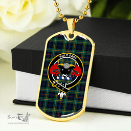 ScottishPlaid MacLeod of Skye Modern Clan Tartan Dog Tag Necklace - Crest Classic Scottish Plaid Tartan Plaid