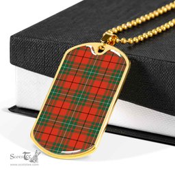 Scottish MacAulay Ancient Clan Tartan Dog Tag Necklace - Classic Scottish Plaid Tartan Plaid