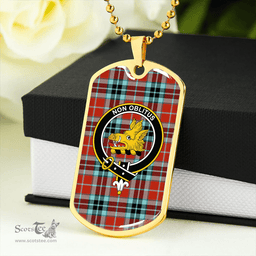 ScottishPlaid MacTavish (Thomson Red) Ancient Clan Tartan Dog Tag Necklace - Crest Classic Scottish Plaid Tartan Plaid