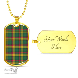 Scottish MacMillan Old Ancient Clan Tartan Dog Tag Necklace - Classic Scottish Plaid Tartan Plaid