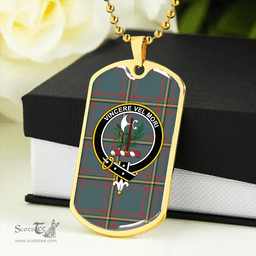ScottishPlaid MacLaine of LochBuie Hunting (MacLaine) Weathered Clan Tartan Dog Tag Necklace - Crest Classic Scottish Plaid Tartan Plaid
