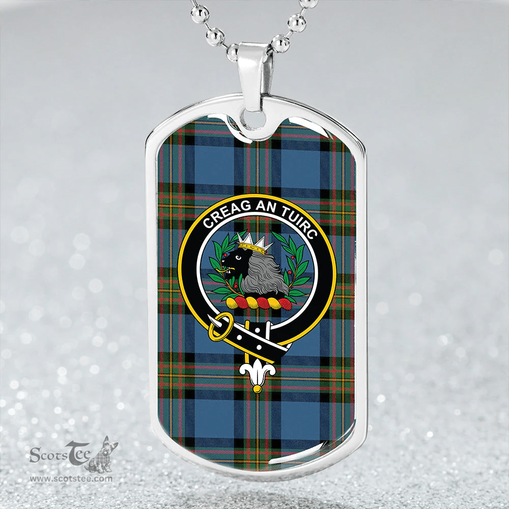 ScottishPlaid MacLaren of Broich Ancient Clan Tartan Dog Tag Necklace - Crest Classic Scottish Plaid Tartan Plaid