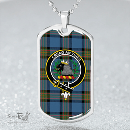 ScottishPlaid MacLaren of Broich Ancient Clan Tartan Dog Tag Necklace - Crest Classic Scottish Plaid Tartan Plaid