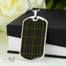Scottish Hall Clan Tartan Dog Tag Necklace - Classic Scottish Plaid Tartan Plaid