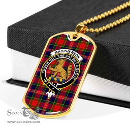Scottish MacPherson Clan Tartan Dog Tag Necklace - Crest Classic Scottish Plaid Tartan Plaid