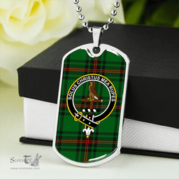 ScottishPlaid Orrock Clan Tartan Dog Tag Necklace - Crest Classic Scottish Plaid Tartan Plaid