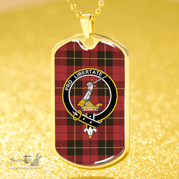 ScottishPlaid Wallace (Wallas) Weathered Clan Tartan Dog Tag Necklace - Crest Classic Scottish Plaid Tartan Plaid
