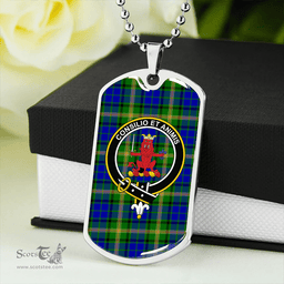 ScottishPlaid Maitland Clan Tartan Dog Tag Necklace - Crest Classic Scottish Plaid Tartan Plaid