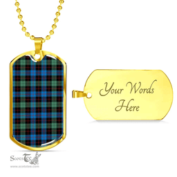 Scottish Guthrie Ancient Clan Tartan Dog Tag Necklace - Classic Scottish Plaid Tartan Plaid