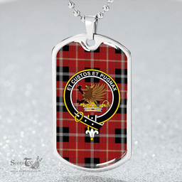 ScottishPlaid Marjoribanks Modern Clan Tartan Dog Tag Necklace - Crest Classic Scottish Plaid Tartan Plaid
