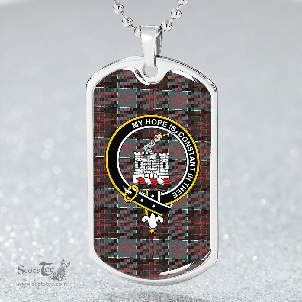 ScottishPlaid MacDonald of Clanranald #3 (Donald of Clanranald; #3) Weathered Clan Tartan Dog Tag Necklace - Crest Classic Scottish Plaid Tartan Plaid