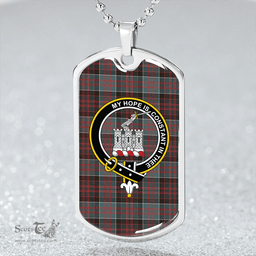 ScottishPlaid MacDonald of Clanranald #3 (Donald of Clanranald; #3) Weathered Clan Tartan Dog Tag Necklace - Crest Classic Scottish Plaid Tartan Plaid
