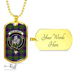 Scottish Dalrymple Clan Tartan Dog Tag Necklace - Crest Classic Scottish Plaid Tartan Plaid