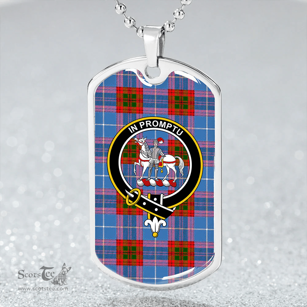 ScottishPlaid Trotter Clan Tartan Dog Tag Necklace - Crest Classic Scottish Plaid Tartan Plaid