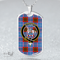 ScottishPlaid Trotter Clan Tartan Dog Tag Necklace - Crest Classic Scottish Plaid Tartan Plaid