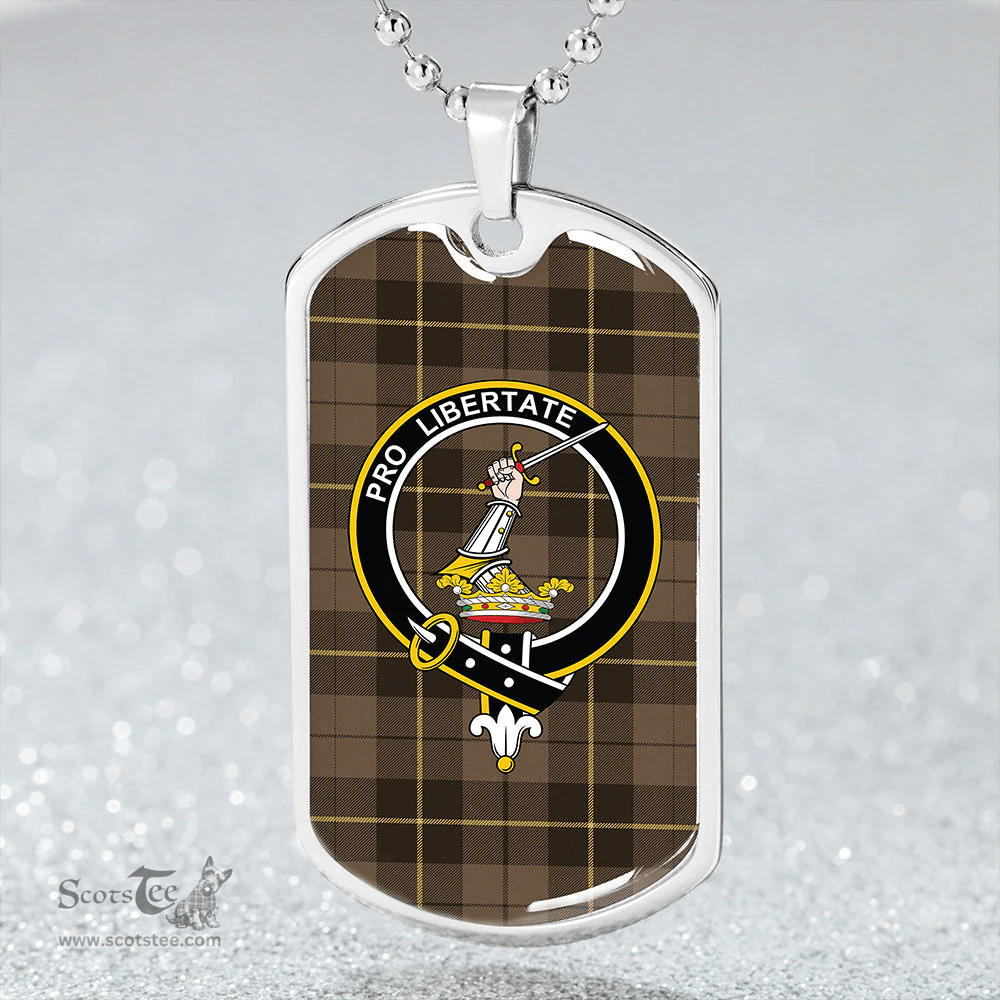 ScottishPlaid Wallace Hunting (Wallas Hunting) Weathered Clan Tartan Dog Tag Necklace - Crest Classic Scottish Plaid Tartan Plaid