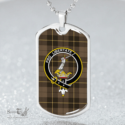 ScottishPlaid Wallace Hunting (Wallas Hunting) Weathered Clan Tartan Dog Tag Necklace - Crest Classic Scottish Plaid Tartan Plaid