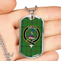 ScottishPlaid Marr Ancient Clan Tartan Dog Tag Necklace - Crest Classic Scottish Plaid Tartan Plaid
