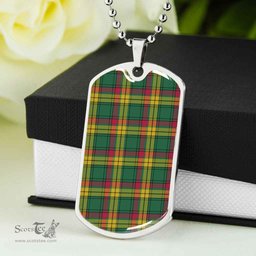 Scottish MacMillan Old Ancient Clan Tartan Dog Tag Necklace - Classic Scottish Plaid Tartan Plaid