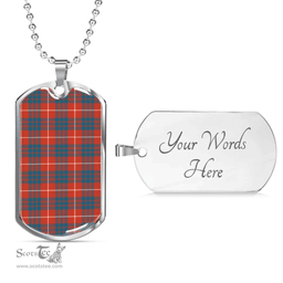 Scottish Hamilton Ancient Clan Tartan Dog Tag Necklace - Classic Scottish Plaid Tartan Plaid