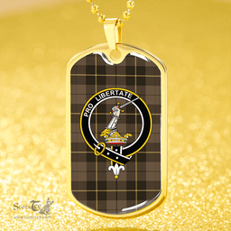 ScottishPlaid Wallace Hunting (Wallas Hunting) Weathered Clan Tartan Dog Tag Necklace - Crest Classic Scottish Plaid Tartan Plaid