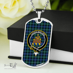 ScottishPlaid MacKenzie Hunting; Green Modern Clan Tartan Dog Tag Necklace - Crest Classic Scottish Plaid Tartan Plaid