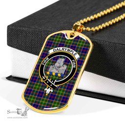 Scottish Dalrymple Clan Tartan Dog Tag Necklace - Crest Classic Scottish Plaid Tartan Plaid