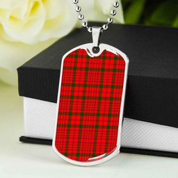 Scottish MacDonnell of Keppoch Modern Clan Tartan Dog Tag Necklace - Classic Scottish Plaid Tartan Plaid