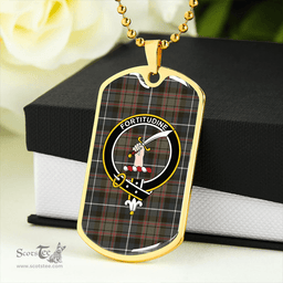 ScottishPlaid MacRae Hunting (1715 variant) Weathered Clan Tartan Dog Tag Necklace - Crest Classic Scottish Plaid Tartan Plaid