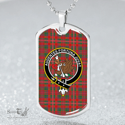 ScottishPlaid MacKinnon Modern Clan Tartan Dog Tag Necklace - Crest Classic Scottish Plaid Tartan Plaid