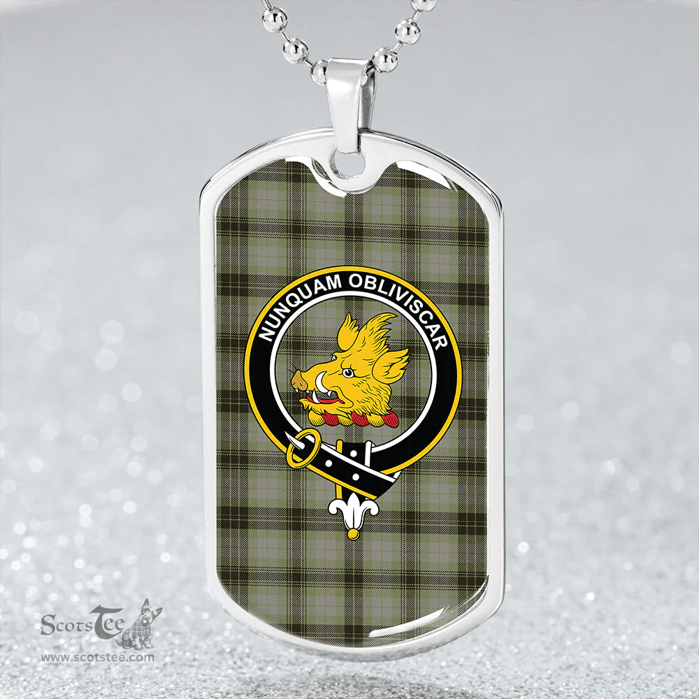 ScottishPlaid MacIver Weathered Clan Tartan Dog Tag Necklace - Crest Classic Scottish Plaid Tartan Plaid