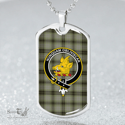 ScottishPlaid MacIver Weathered Clan Tartan Dog Tag Necklace - Crest Classic Scottish Plaid Tartan Plaid