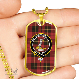 ScottishPlaid Wallace (Wallas) Weathered Clan Tartan Dog Tag Necklace - Crest Classic Scottish Plaid Tartan Plaid