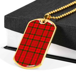 Scottish MacDonnell of Keppoch Modern Clan Tartan Dog Tag Necklace - Classic Scottish Plaid Tartan Plaid