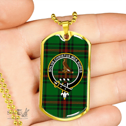 ScottishPlaid Orrock Clan Tartan Dog Tag Necklace - Crest Classic Scottish Plaid Tartan Plaid