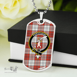 ScottishPlaid MacRae Red Dress Ancient Clan Tartan Dog Tag Necklace - Crest Classic Scottish Plaid Tartan Plaid