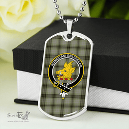 ScottishPlaid MacIver Weathered Clan Tartan Dog Tag Necklace - Crest Classic Scottish Plaid Tartan Plaid