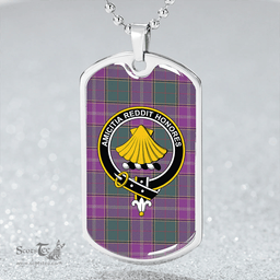 ScottishPlaid Pringle Weathered Clan Tartan Dog Tag Necklace - Crest Classic Scottish Plaid Tartan Plaid