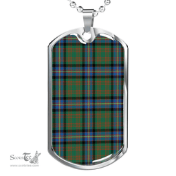 Scottish Cochrane Ancient Clan Tartan Dog Tag Necklace - Classic Scottish Plaid Tartan Plaid