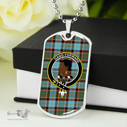 ScottishPlaid Stirling and Bannockburn Ancient Clan Tartan Dog Tag Necklace - Crest Classic Scottish Plaid Tartan Plaid
