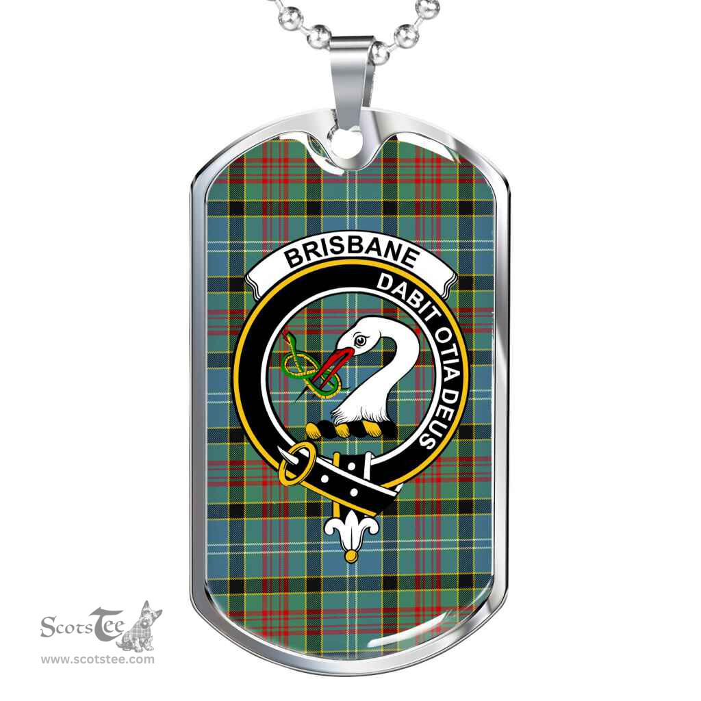 Scottish Brisbane Clan Tartan Dog Tag Necklace - Crest Classic Scottish Plaid Tartan Plaid