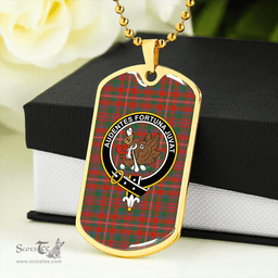 ScottishPlaid MacKinnon Ancient Clan Tartan Dog Tag Necklace - Crest Classic Scottish Plaid Tartan Plaid