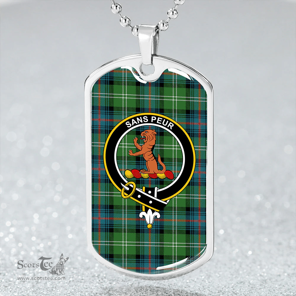 ScottishPlaid Sutherland Ancient Clan Tartan Dog Tag Necklace - Crest Classic Scottish Plaid Tartan Plaid