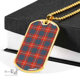 Scottish Hamilton Ancient Clan Tartan Dog Tag Necklace - Classic Scottish Plaid Tartan Plaid