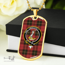 ScottishPlaid Wallace (Wallas) Weathered Clan Tartan Dog Tag Necklace - Crest Classic Scottish Plaid Tartan Plaid